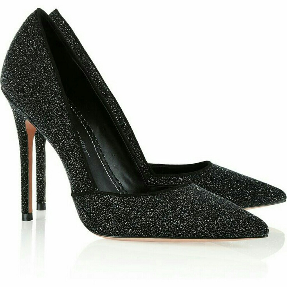 Jean Michel-Cazabat Black Emma Shimmer Pumps. 38.5